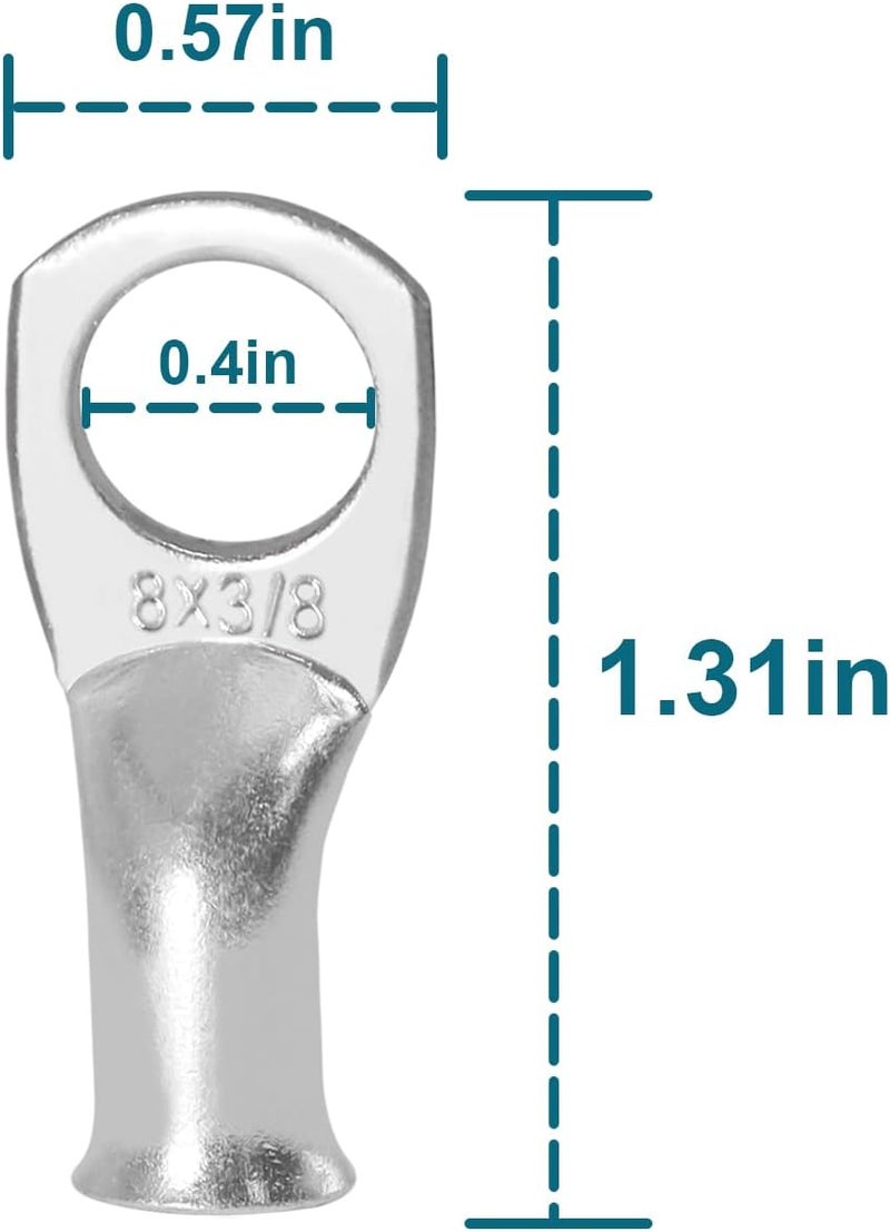 QIATOL كابل بطارية، كابلات بطارية 8 AWG مع أطراف، 2 قطعة كابلات بطارية نحاسية (18 بوصة) - Image 3